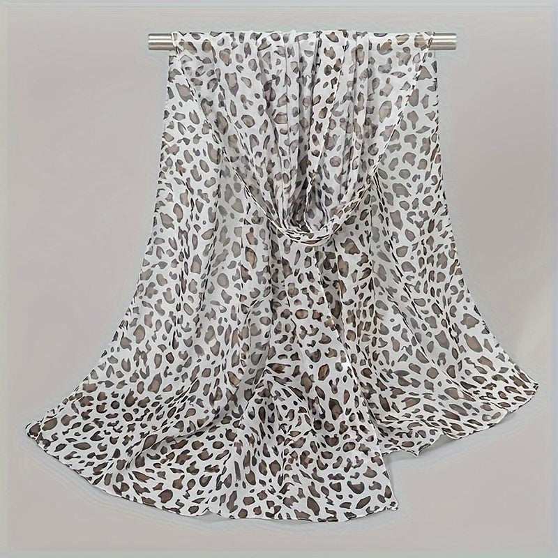 Lisanne - Boho Chiffon Scarf with Leopard Print