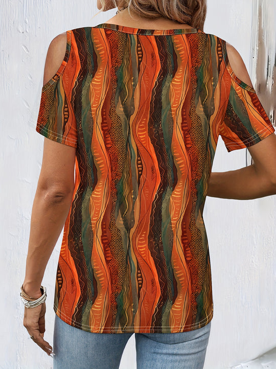 Eveline - V-neck T-shirt with All-over Print