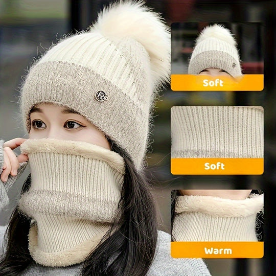 Elise - 2 Piece Knitted Hat and Scarf Set for Women