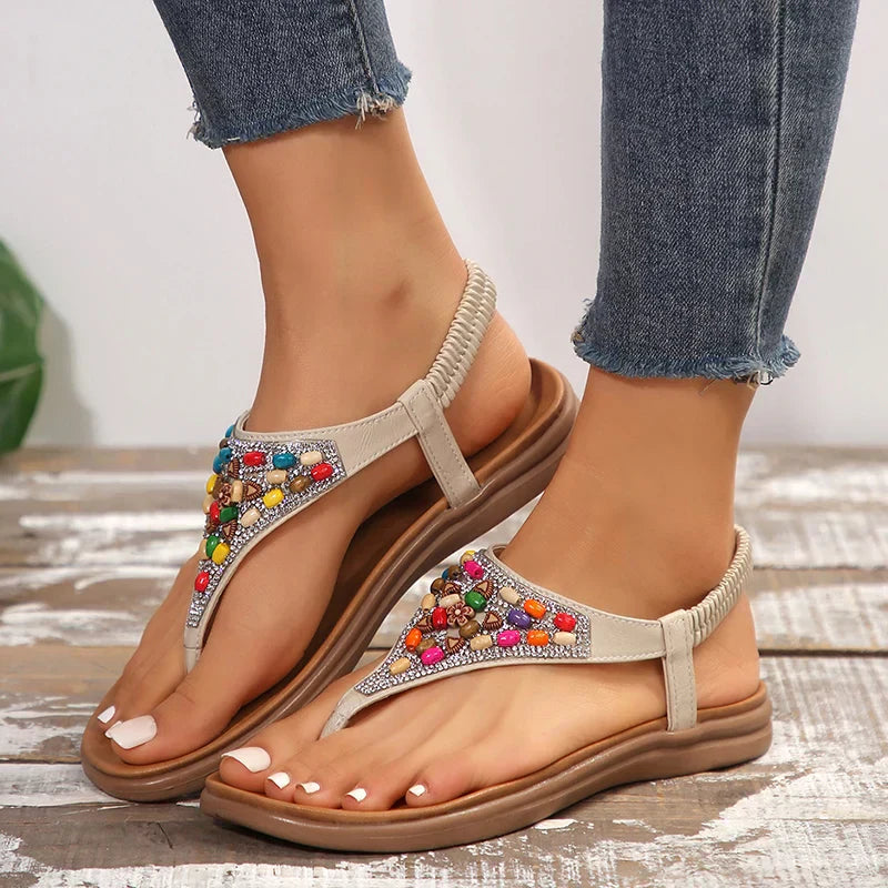 Mira - Bohemian Retro Sandalen met Platte Zool