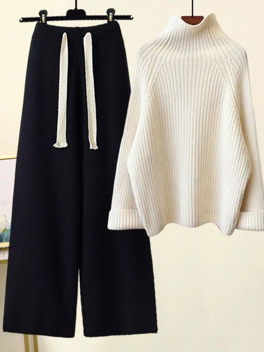 Jolijn - Warm Knitted Set with Turtleneck and Wide Pants