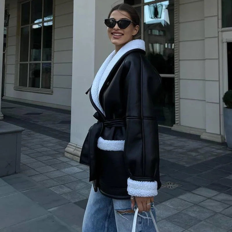 Anna - Winter Bont Leren Jack