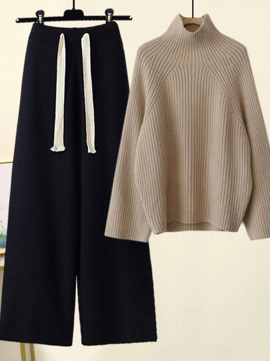 Jolijn - Warm Knitted Set with Turtleneck and Wide Pants