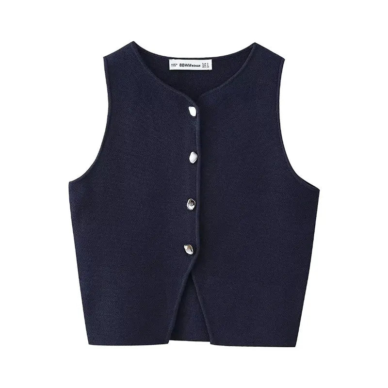 Lisanne - Stylish Knitted Tanktop with Buttons html Copy code