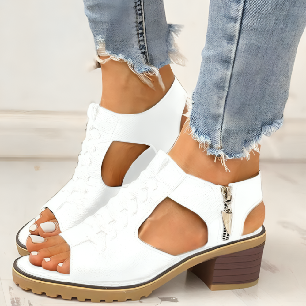 Elena - Elegant Sandals with Zipper