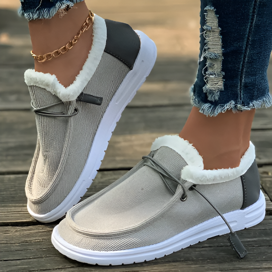 Mila - Dames Slip-On Sneakers met Kunstbont - Warm en Comfortabel