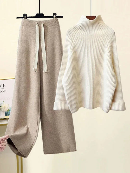 Jolijn - Warm Knitted Set with Turtleneck and Wide Pants