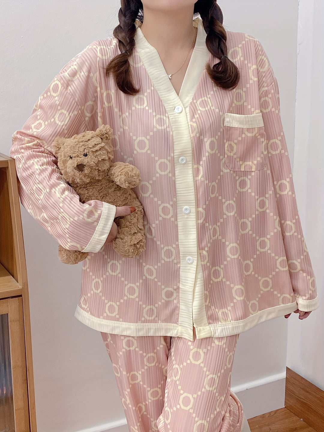 Noor - Pop Art Pajama Set With V-Neck