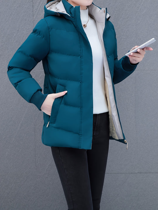 Lisa - Plus Size Winter Coat for Women, Lined Hooded Coat in Casual Style