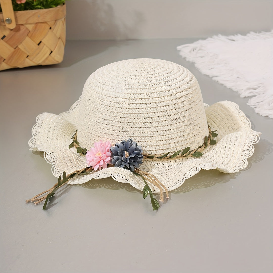 Fleur - Woven Floral Sun Hat and Beach Bag Set