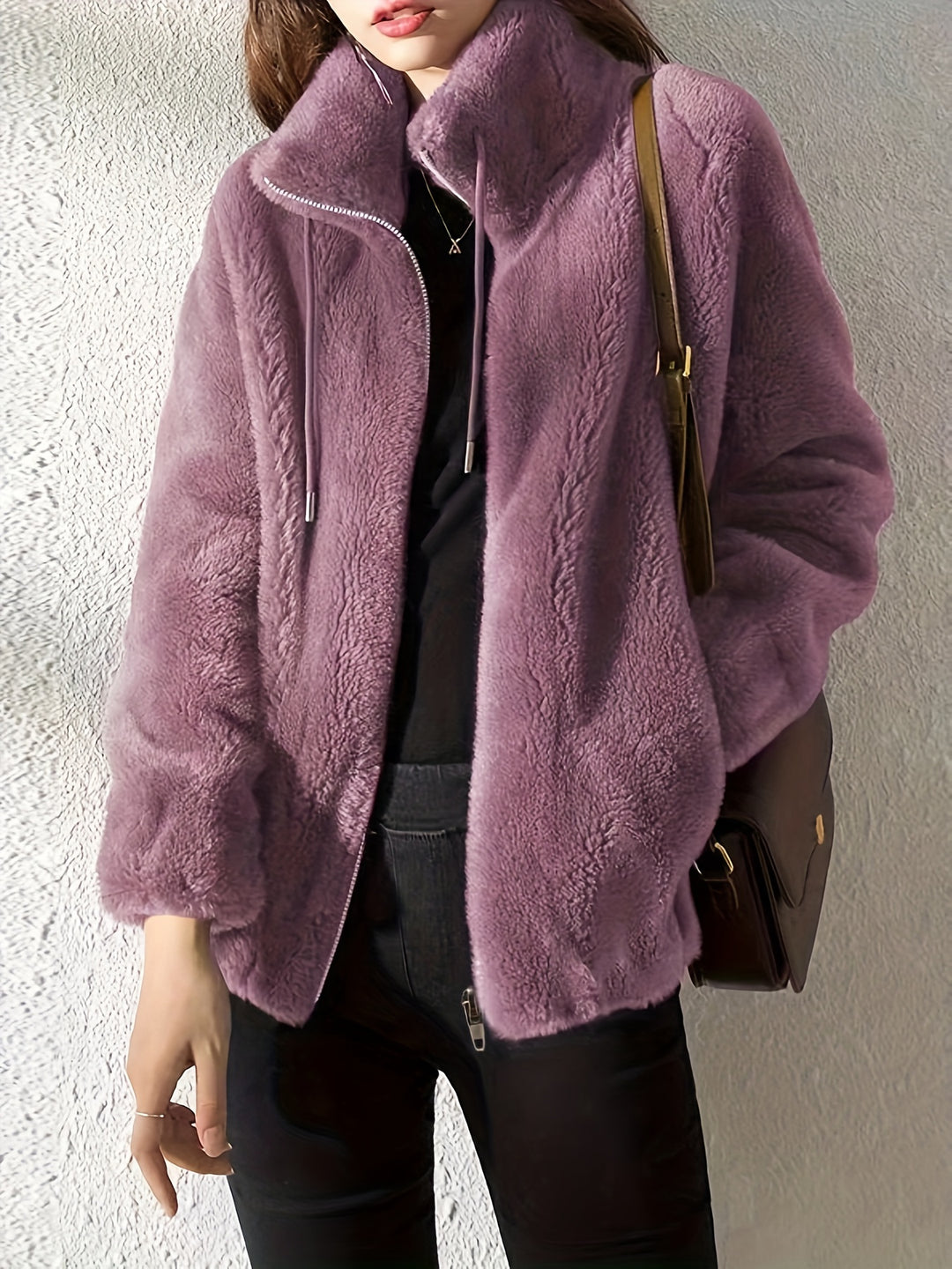 Esmée - Teddy Coat with Drawstring and Zipper