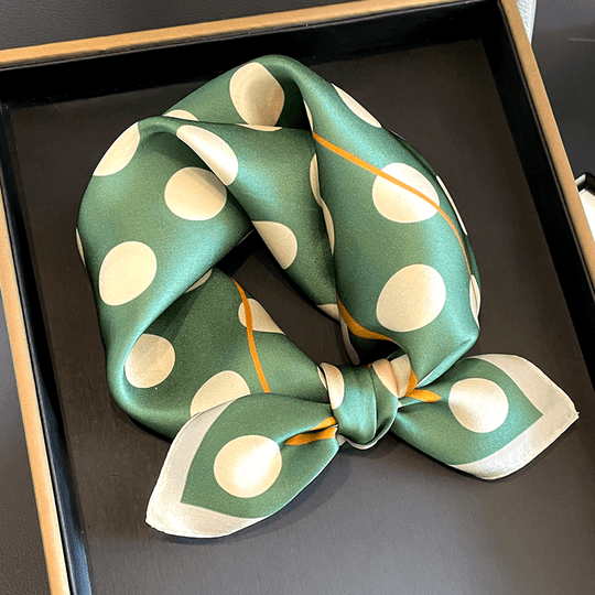 Iris - Chic Polkadot 100% Silk Square Scarf for Women