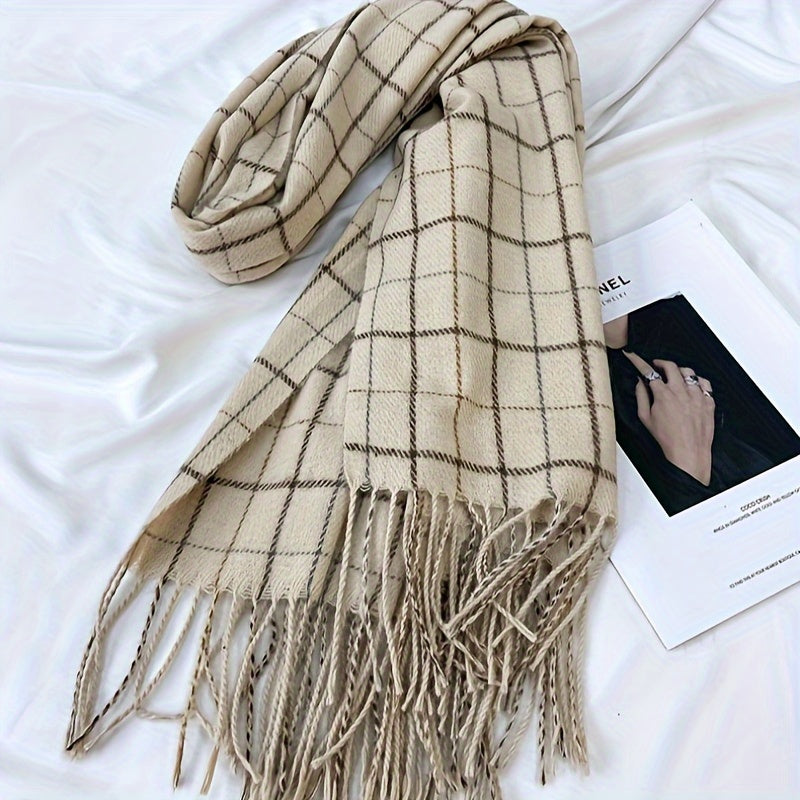 Evelien - Gezellige Geruite Sjaal met Kwastjes