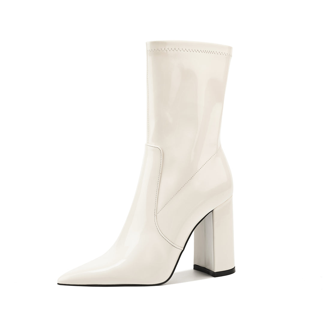 Ilse - Minimalist Women's Boots with Block Heel and Pointed Toe