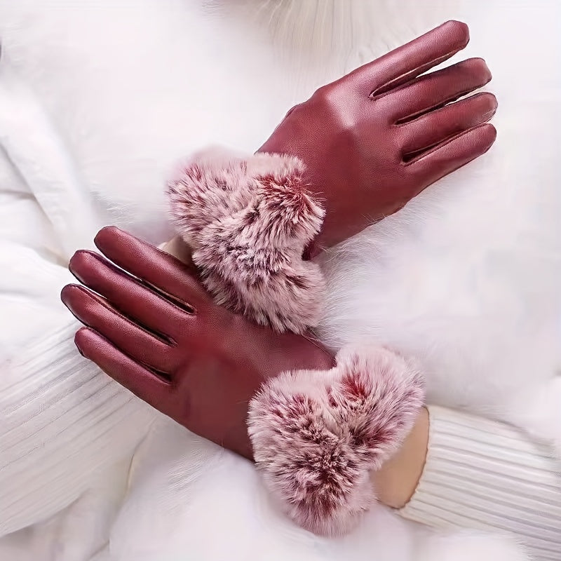 Sophie - Elegant Faux Leather Winter Gloves