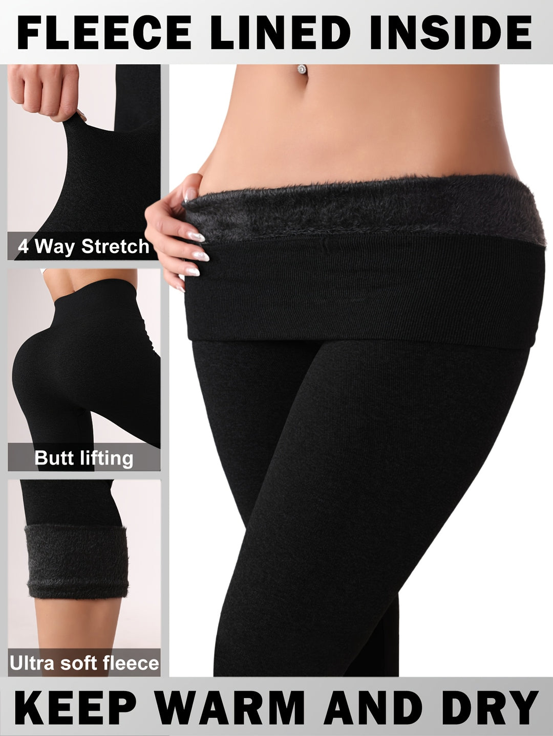 Julia - Seamless Fleece Lined High Waist Skinny Leggings | Thermal Leggings for Fall and Winter