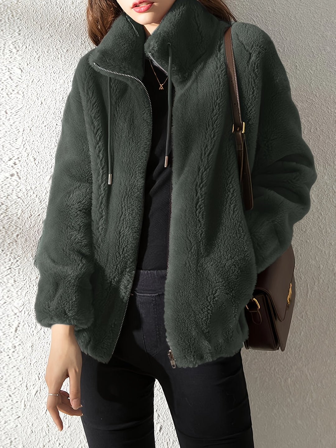 Esmée - Teddy Coat with Drawstring and Zipper