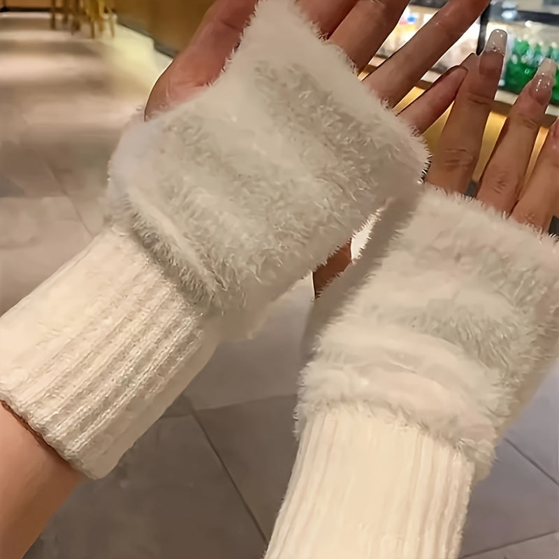 Anna - Elegant Fingerless Knitted Gloves for Fall and Winter