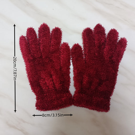 Emma - Solid Color Coral Velvet Gloves