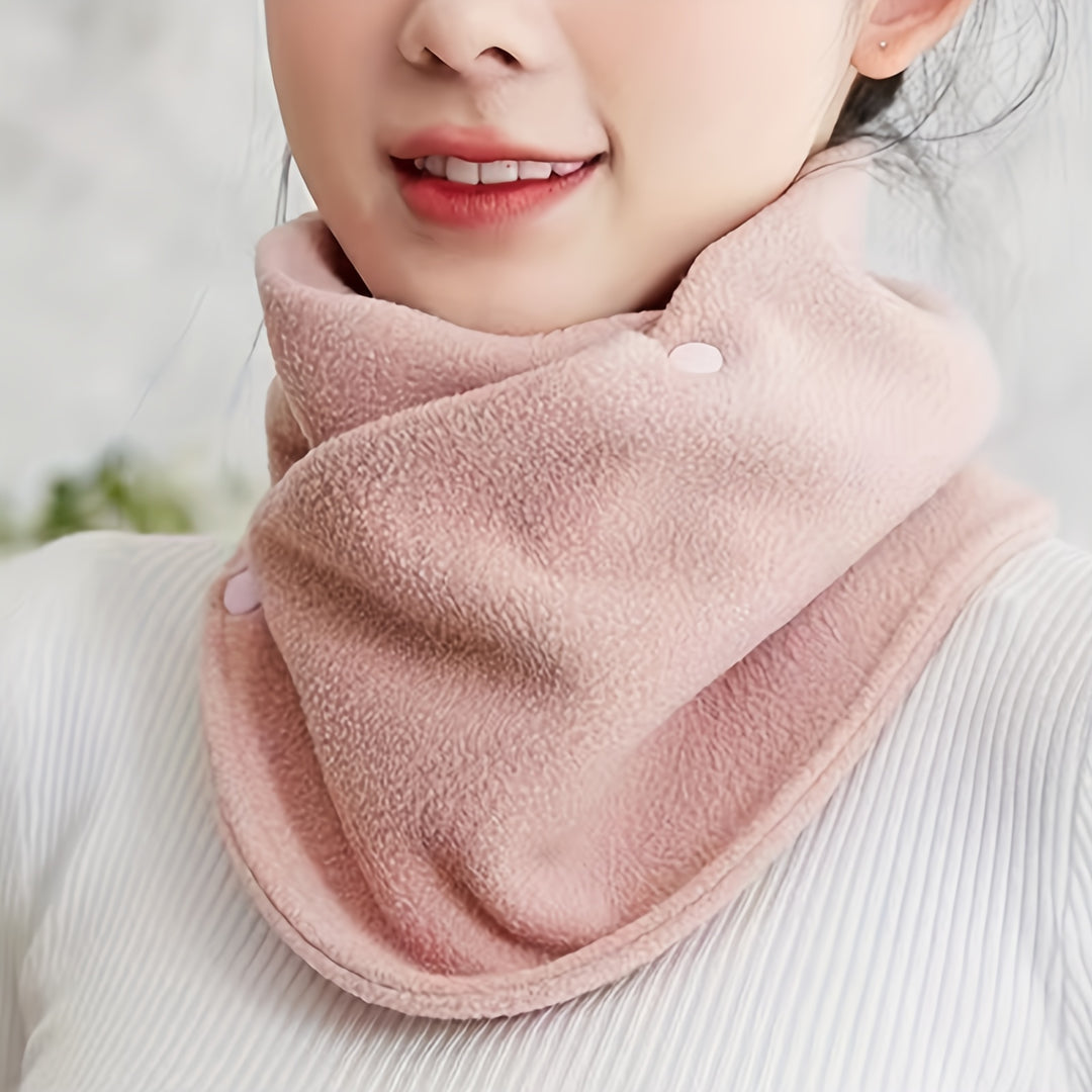 Yenthe - Elegant Knitted Winter Scarf with Fleece Lining and Snaps