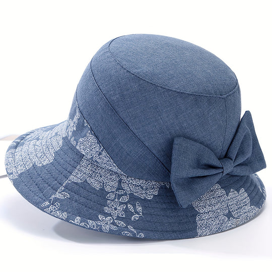 Marijke - Fashionable Floral Print Bucket Hat with Bow Detail