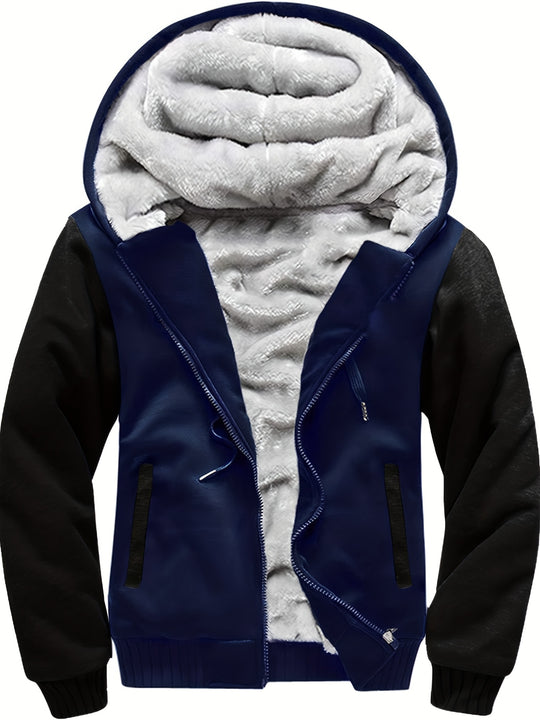 Jasper - Heren Gebreide Hoodie met Sherpa Voering Effen Kleur Herfst/Winter Jas