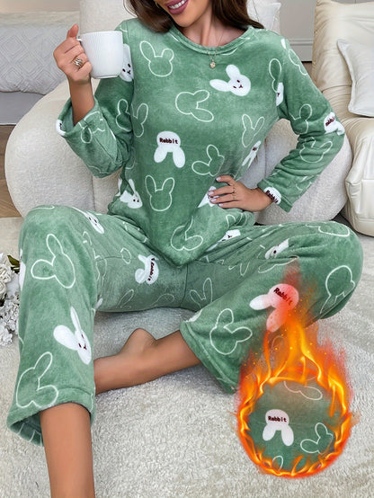 Lisa - Pluche Pyjamaset Met Dierenprint