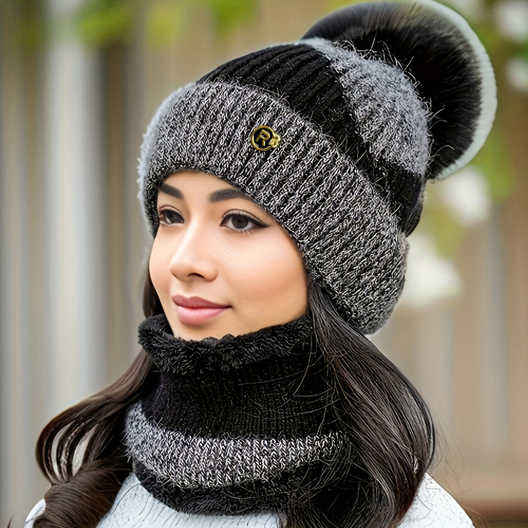 Elise - 2 Piece Knitted Hat and Scarf Set for Women