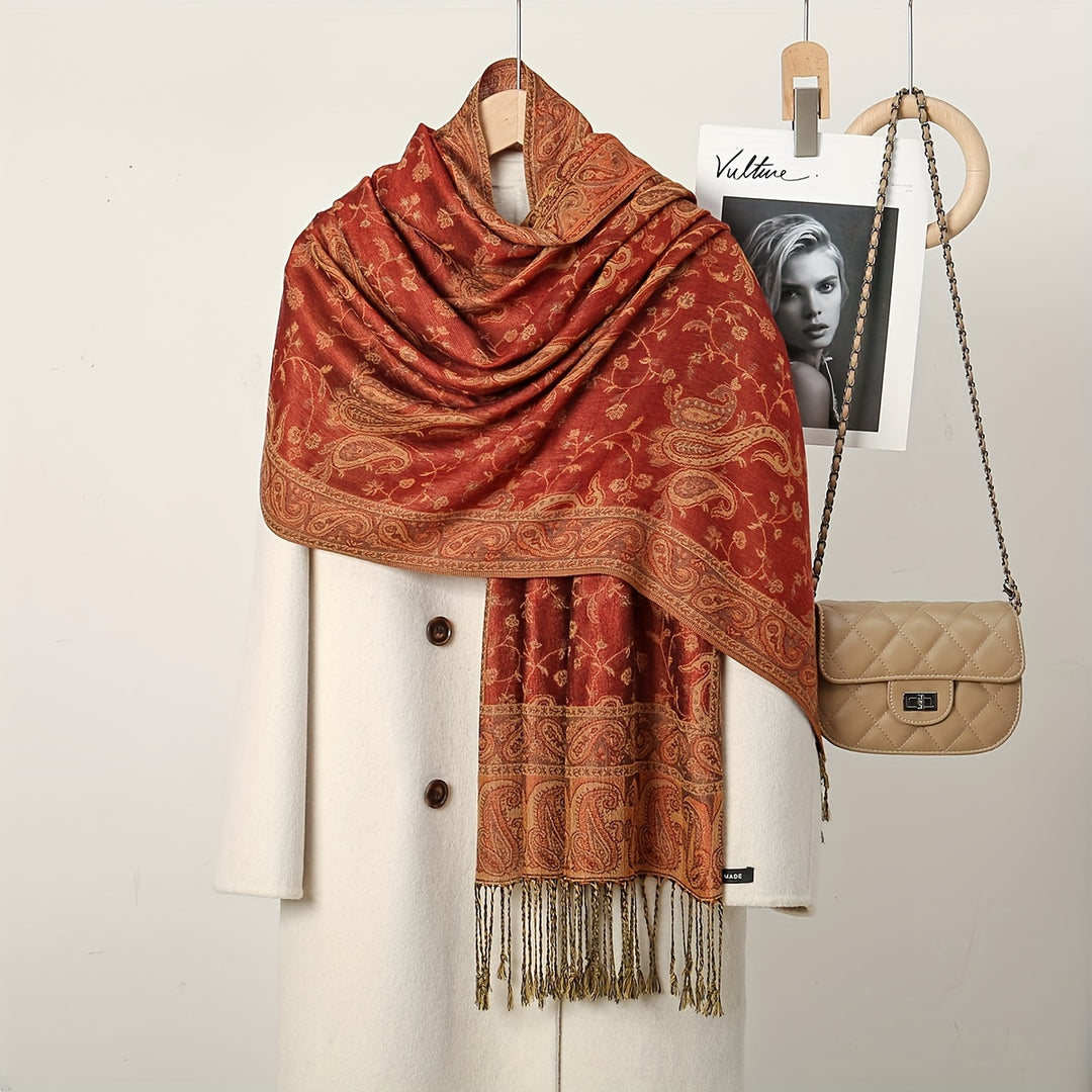 Linde - Boho Style Long Fringe Scarf Made of Polyester