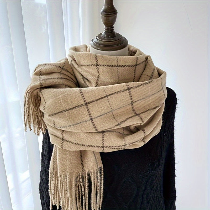 Evelien - Gezellige Geruite Sjaal met Kwastjes