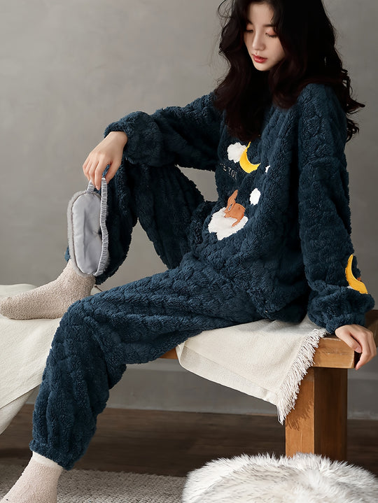 Sofie - Thick Pyjama Set with Cute Animal Pattern