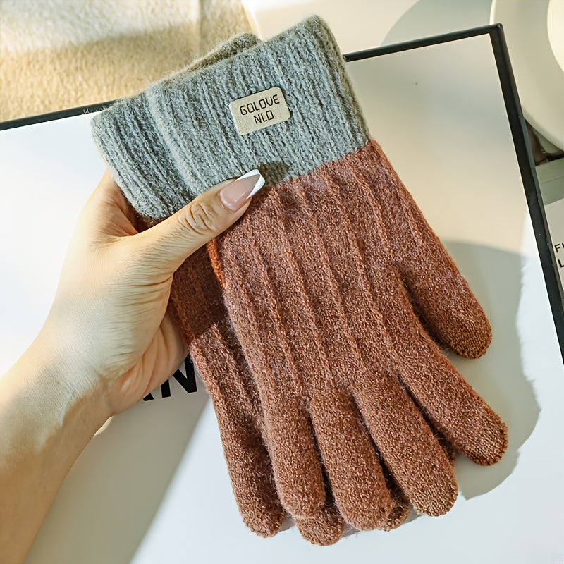 Sophie - Thick Knitted Touchscreen Gloves, College Style, Warm and Comfortable