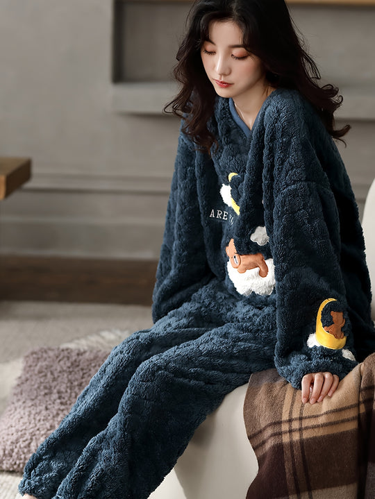 Sofie - Thick Pyjama Set with Cute Animal Pattern