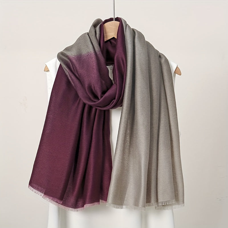 Saskia - Chique Ombré Kleurblok Sjaal voor Vrouwen, Zacht Polyester, Ademend & Warm