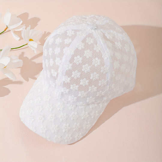 Annelies - Elegant Floral Lace Baseball Cap with Adjustable Buckle html Copy code