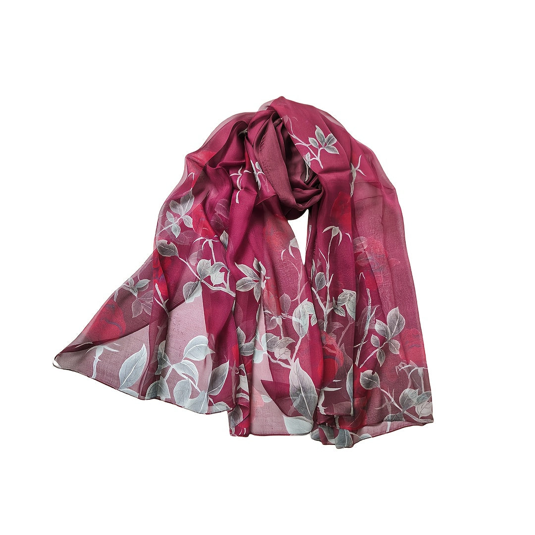 Rosa - Glamorous Red Rose Silk Scarf made from 100% Mulberry Silk