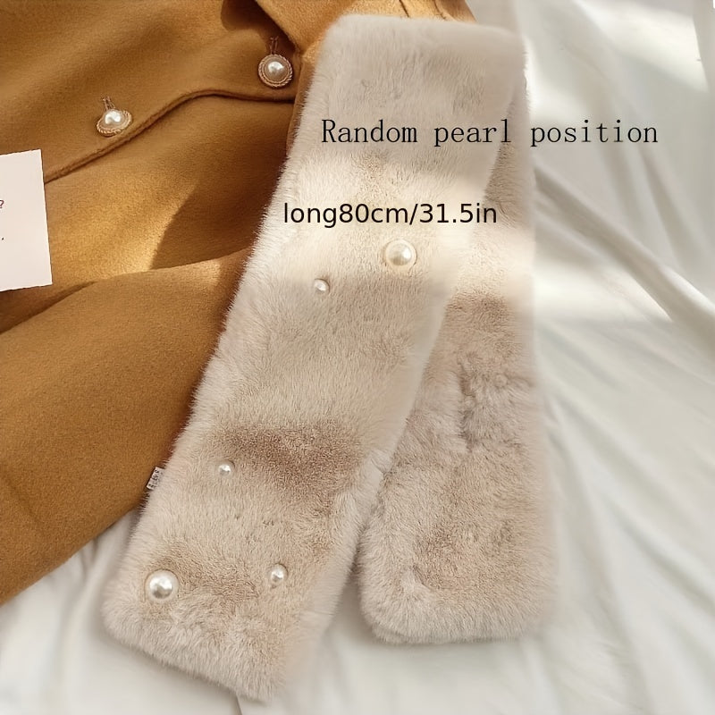 Margot - Luxury Plush Scarf with Faux Pearl Decoration