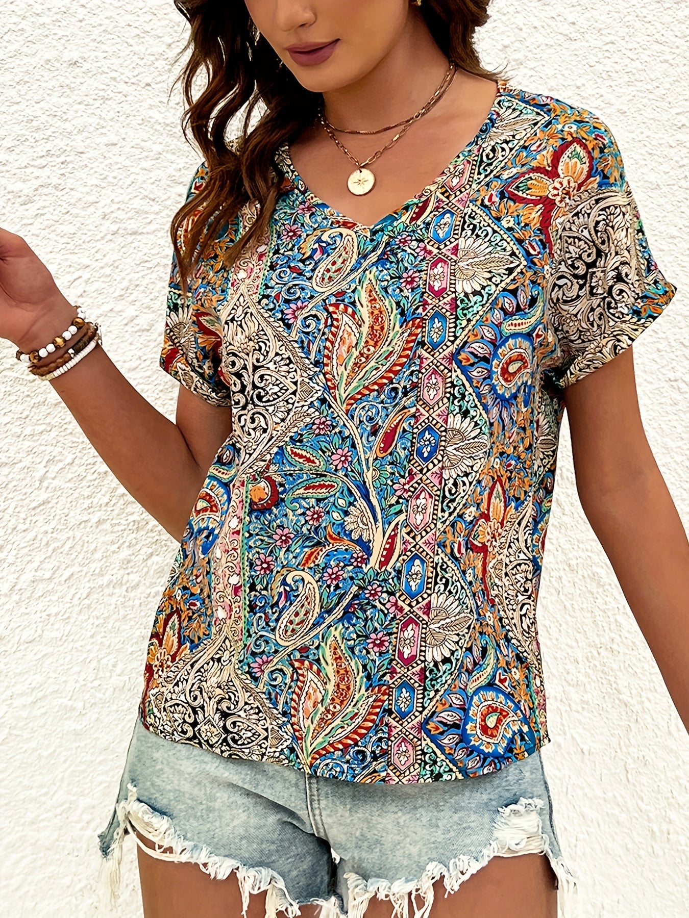 Esmée - V-Hals Paisley Print Blouse | Stijlvolle All-Season Dames Top