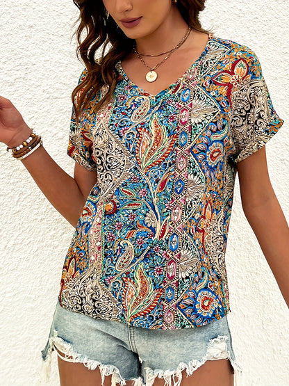 Esmée - V-Hals Paisley Print Blouse | Stijlvolle All-Season Dames Top