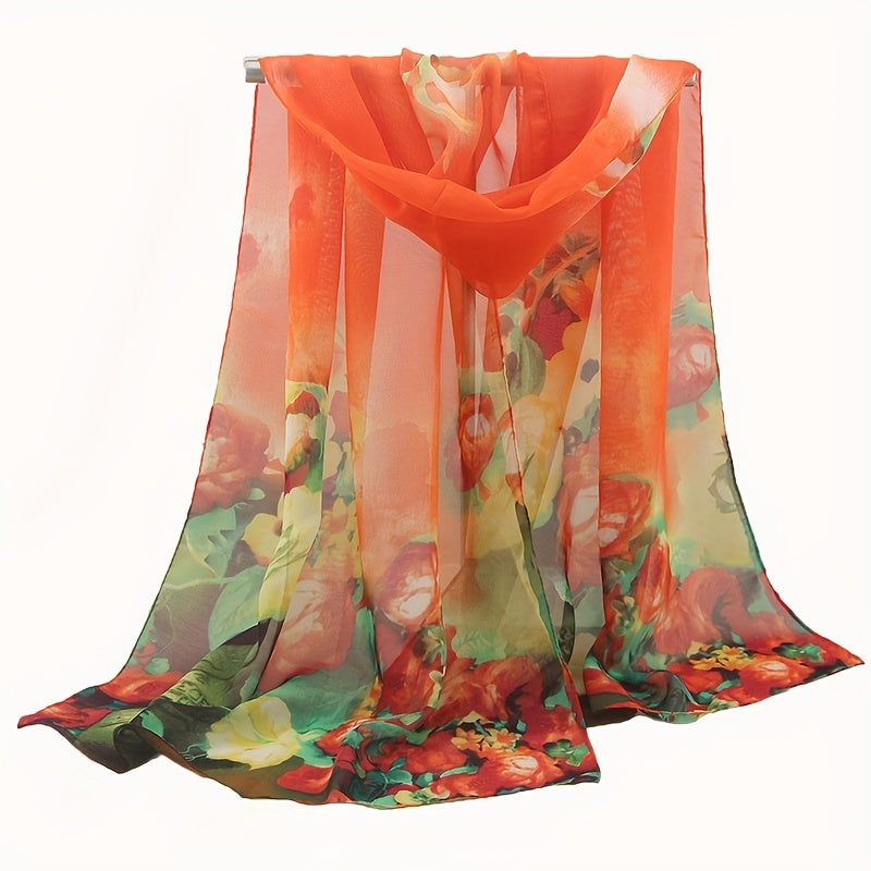 Eveline - Elegant Floral Print Polyester Scarf for Women