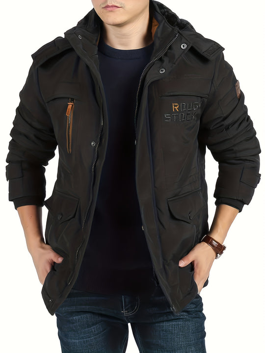 Liam - Men's Thickened Cotton Jacket with Embroidered Letters