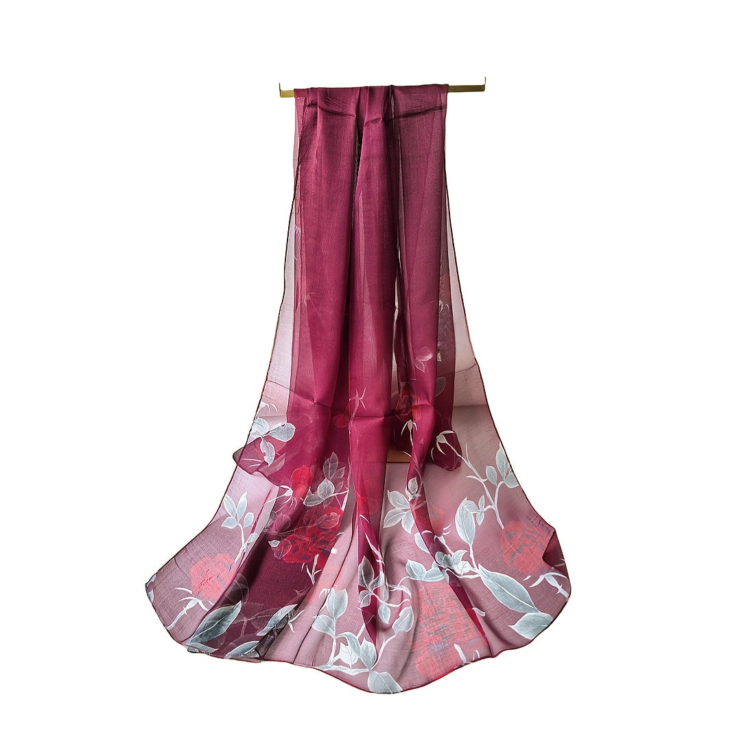 Rosa - Glamorous Red Rose Silk Scarf made from 100% Mulberry Silk