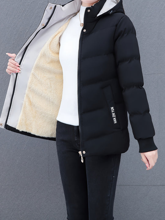 Lisa - Plus Size Winter Coat for Women, Lined Hooded Coat in Casual Style