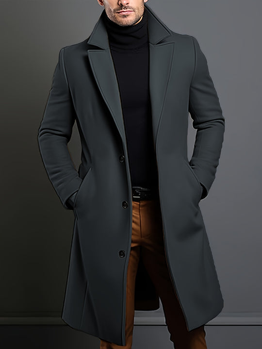 Hugo - Classic Long Coat for Men with Lapel Collar