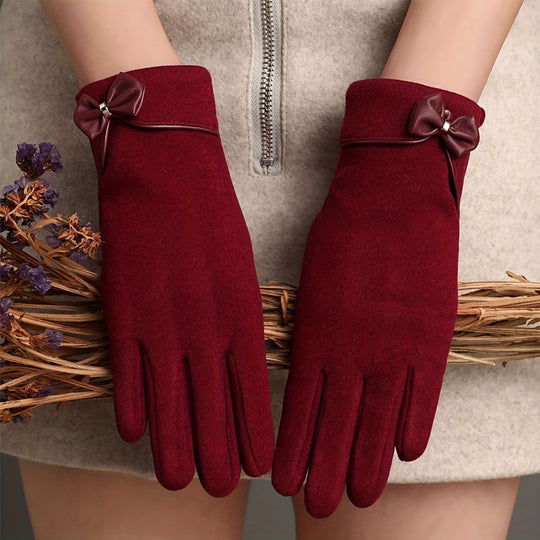 Femke - Elegant Winter Gloves with Bow Decoration