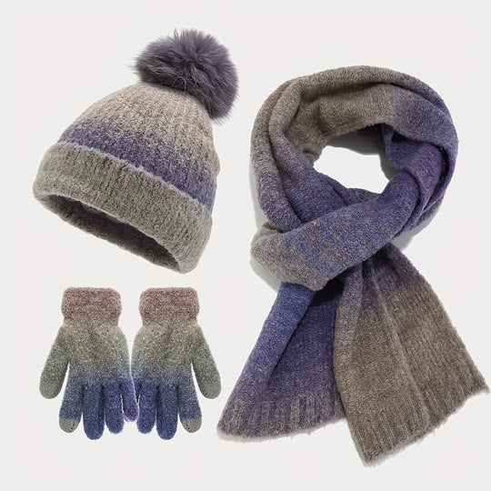 Marieke - Fashionable Tie-Dye Winter Set: Hat, Scarf and Gloves