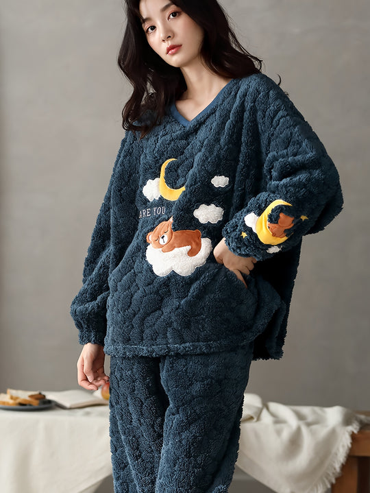 Sofie - Thick Pyjama Set with Cute Animal Pattern