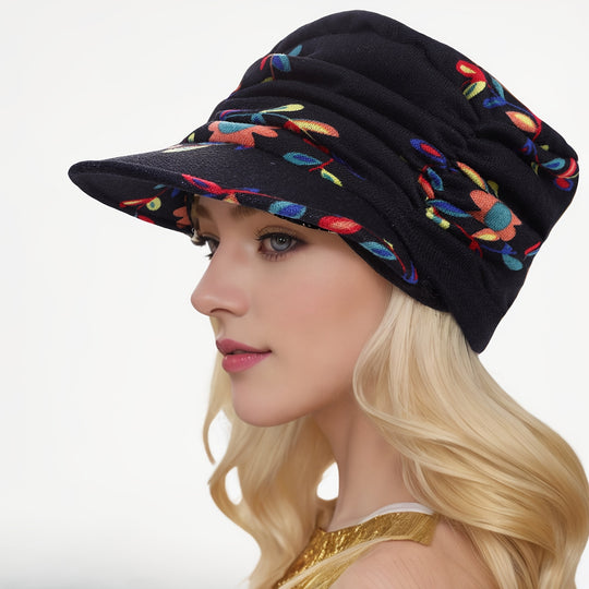 Marijke - Vintage Gebloemde Platte Pet voor Dames