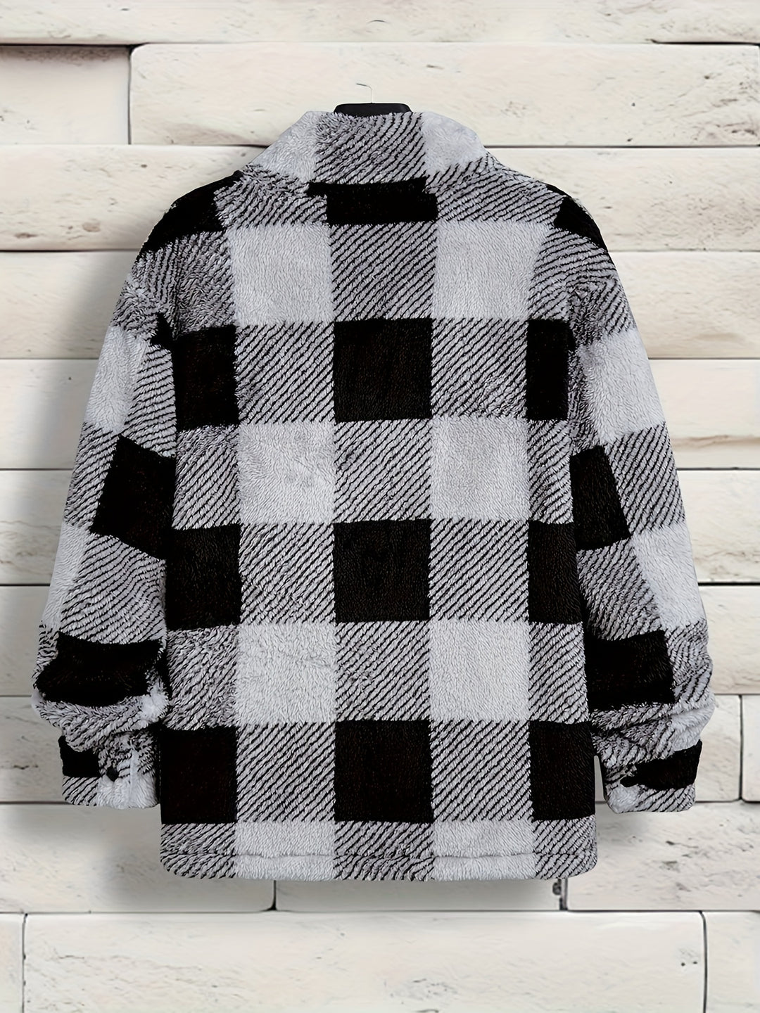 Mees - Men's Color Blocking Checked Fleece Jacket