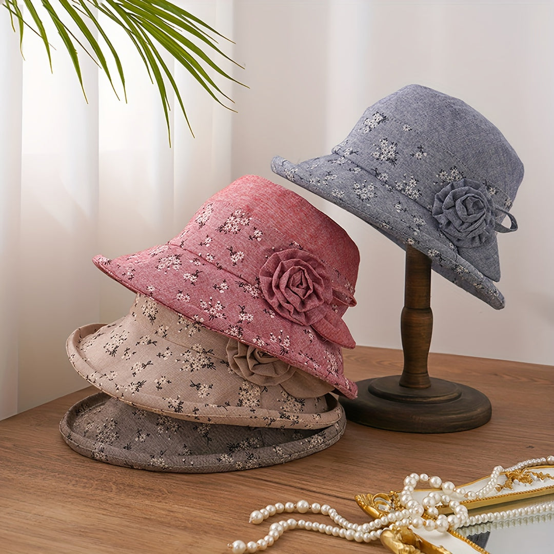 Margriet - Elegant Flower Hat for Grandparents with Sun Protection